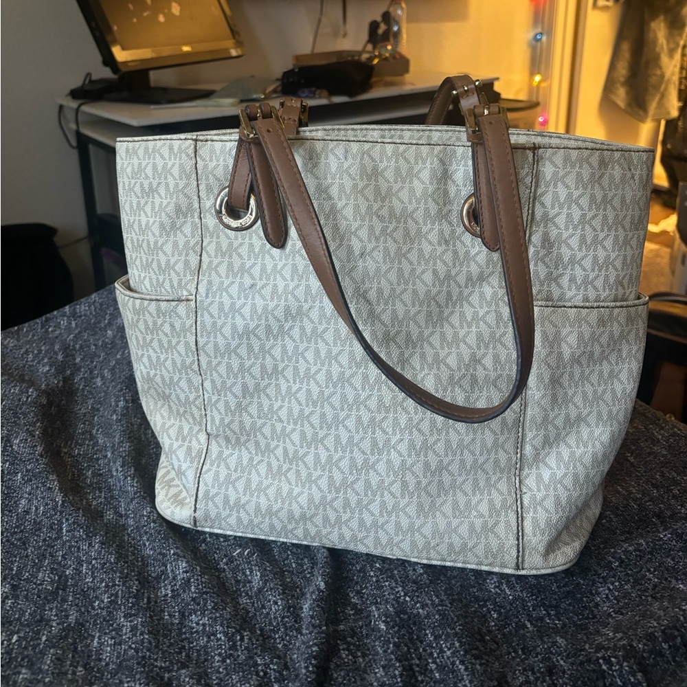 Michael Kors Beige and Brown Signature Tote